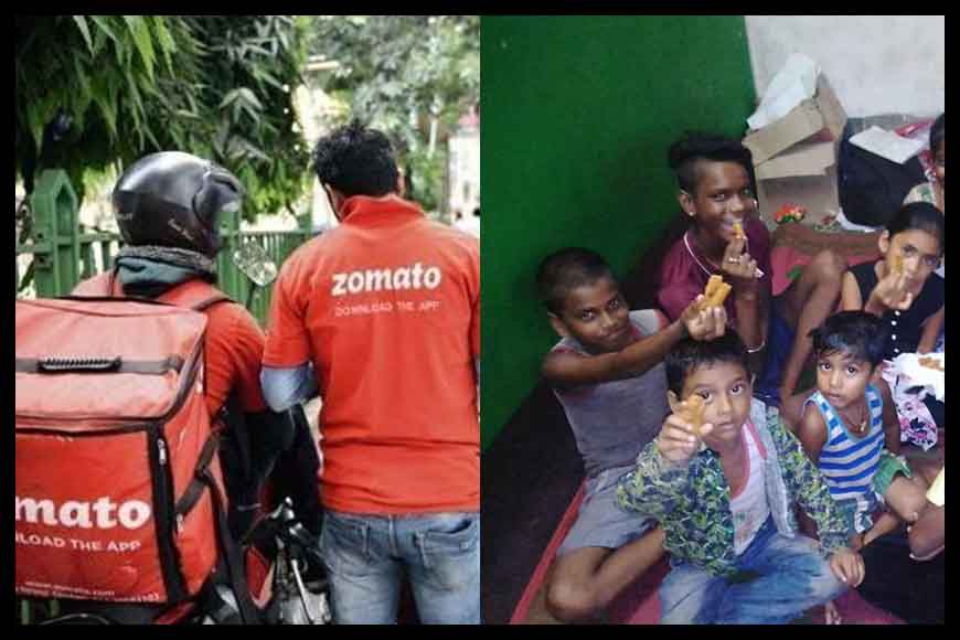 Zomato delivery man who feeds poor children with cancelled orders
